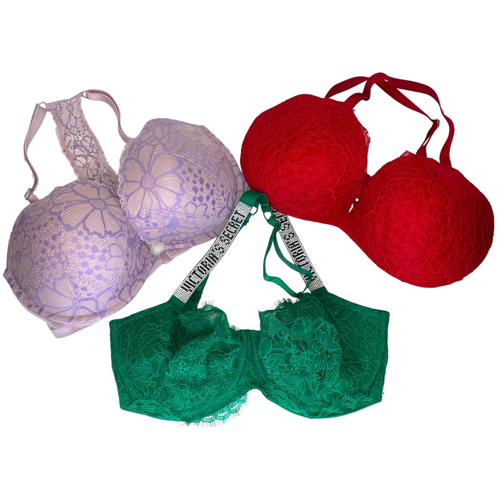 Victoria's Secret Lot of 3 Bras Push Up Dream Angels Very Sexy 34DDD Convertible